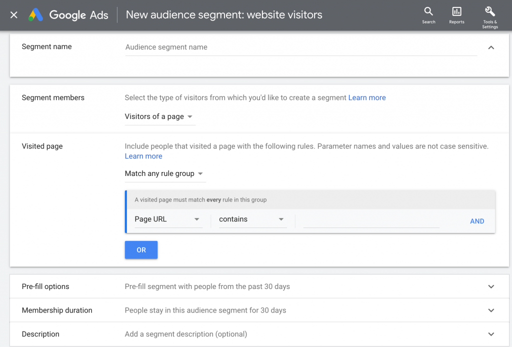 Google Ads közönséglista létrehozása.
