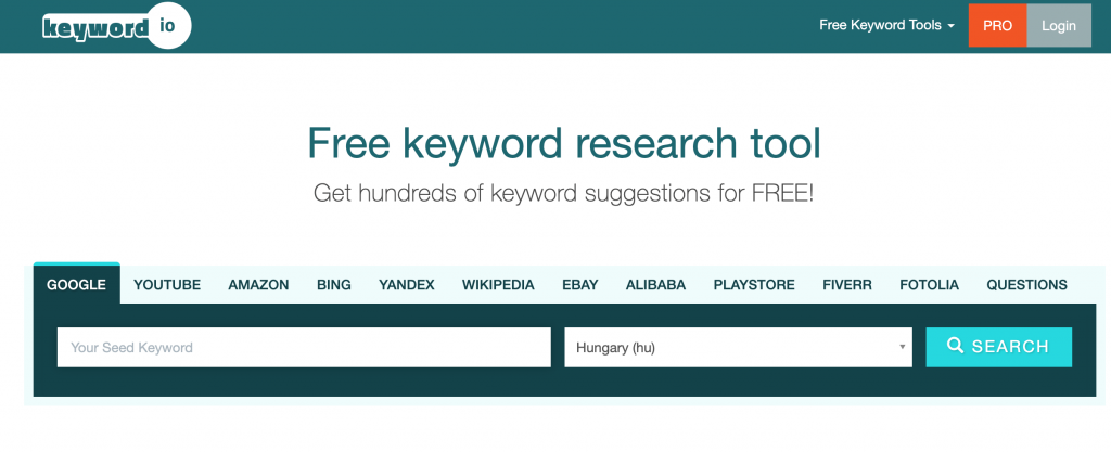 Keyword.io online kulcsszókutató.